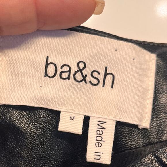 NEW Ba&sh Black Faux Leather Puff Sleeve Dress Medium - Picture 7 of 10